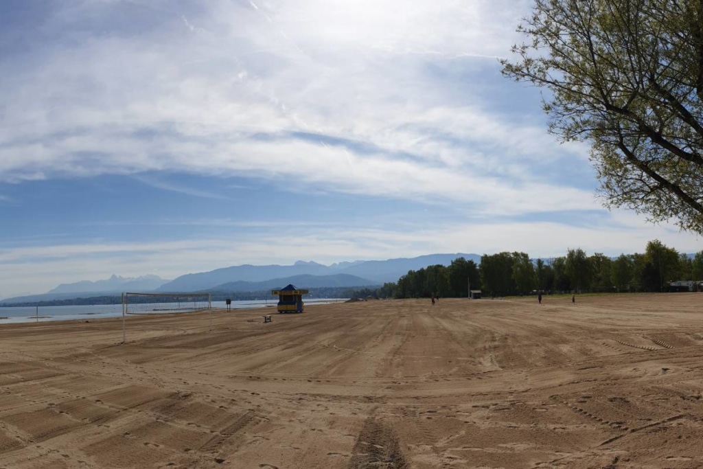 Excenevex sand beach on Lake Geneva